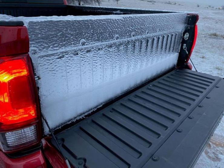cool winter pics - snow frozen into truckbed