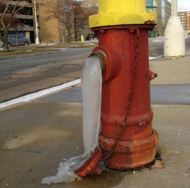 cool winter pics - detroit fire hydrants