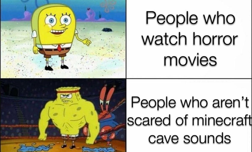 minecraft redstone engineer meme - People who watch horror movies People who aren't scared of minecraft cave sounds