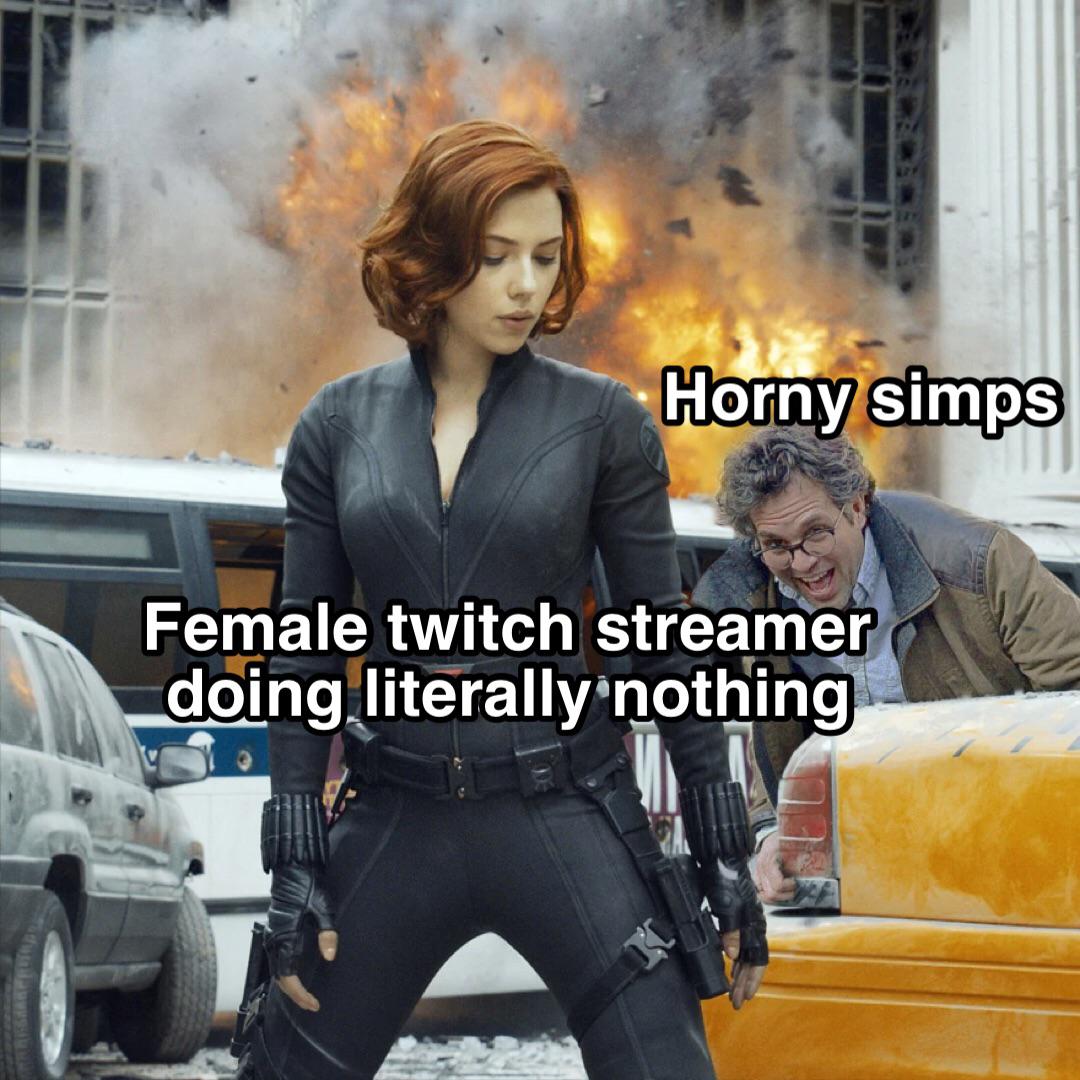 photo caption - Horny simps Female twitch streamer doing literally nothing