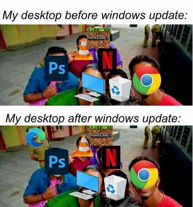 Windows Update - My desktop before windows update Minecraft N Ps My desktop after windows update Minecraft Ps N