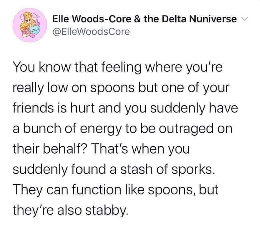 paragraph on dream of my life - Elle WoodsCore & the Delta Nuniverse You know that feeling where you're really low on spoons but one of your friends is hurt and you suddenly have a bunch of energy to be outraged on their behalf? That's when you suddenly f