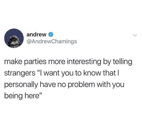 phil collins tarzan soundtrack meme - andrew Chamings make parties more interesting by telling strangers "I want you to know that I personally have no problem with you being here"