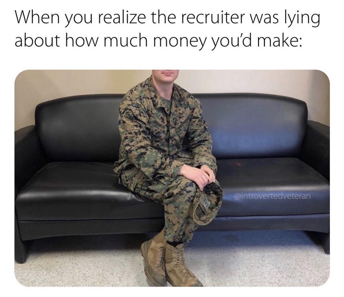sitting - When you realize the recruiter was lying about how much money you'd make
