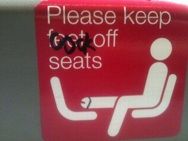 label - Please keep feat off seats