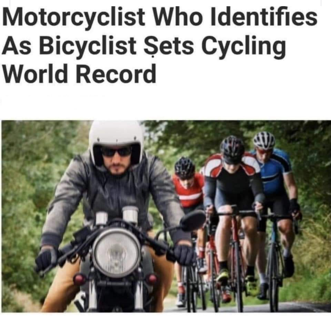 motorcyclist who identifies as bicyclist - Motorcyclist Who Identifies As Bicyclist Sets Cycling World Record