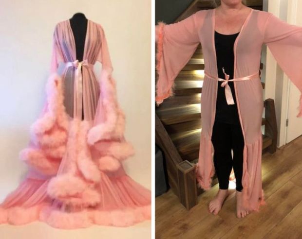 long mesh pink robe