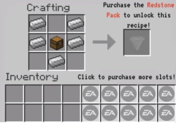 Crafting Purchase the Redstone Pack to unlock this recipe! Inventory Click to purchase more slots! Eaeaeaeaea Eaeaeaeaea