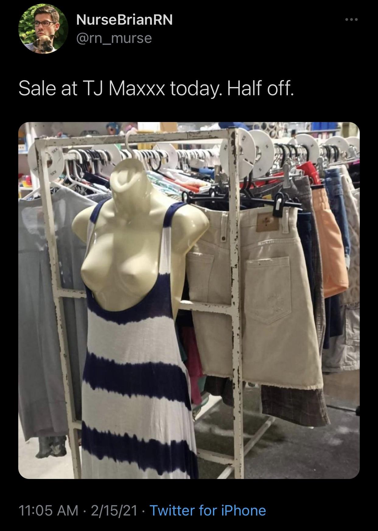 photo caption - Nurse BrianRN Sale at Tj Maxxx today. Half off. 21521 Twitter for iPhone