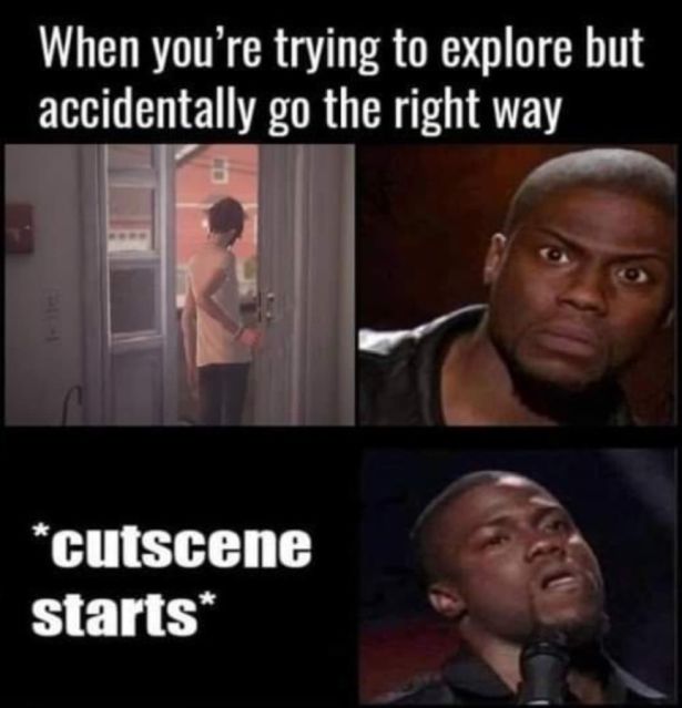 easter egg video game memes - When you're trying to explore but accidentally go the right way cutscene starts