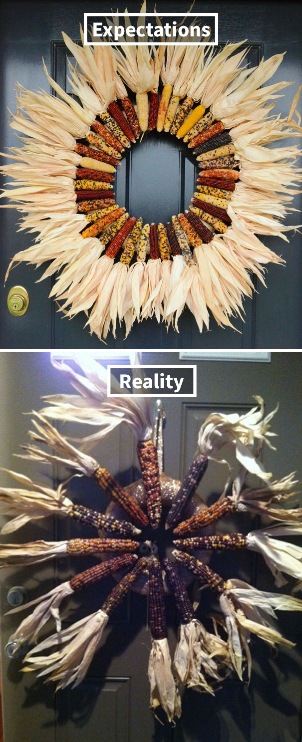 good expectations bad reality indian corn wreath - Expectations Reality