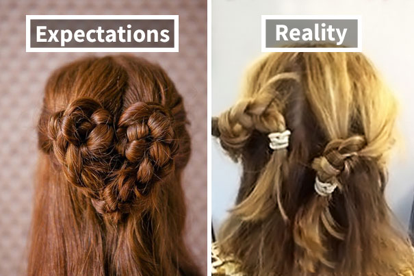 good expectations bad reality braid heart shape hairstyle - Expectations Reality