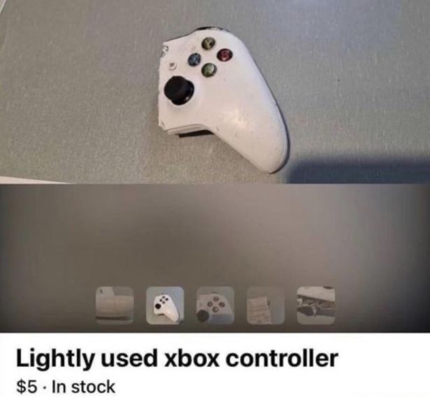 funny gaming memes - game controller - Lightly used xbox controller $5. In stock