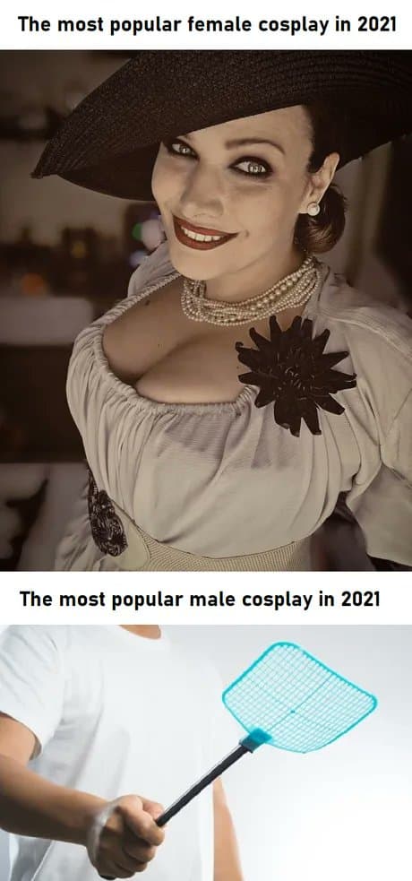 funny gaming memes - resident evil 8 rose - The most popular female cosplay in 2021 Sus The most popular male cosplay in 2021
