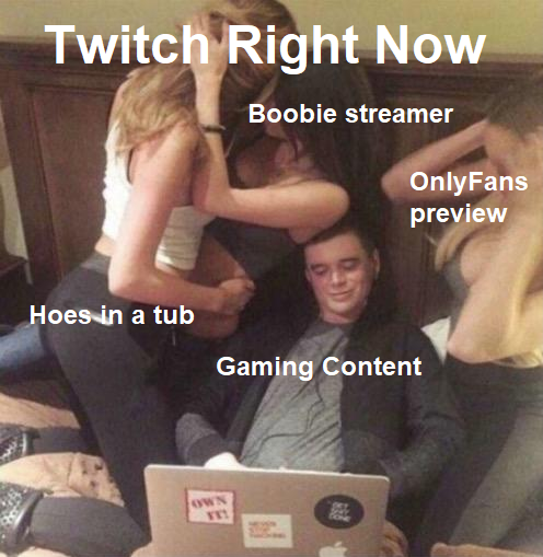 funny gaming memes - Internet meme - Twitch Right Now Boobie streamer OnlyFans preview Hoes in a tub a Gaming Content Wn Ne