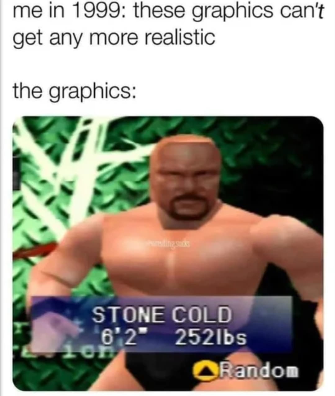 muscle - me in 1999 these graphics can't get any more realistic the graphics predling suck Stone Cold 6'2