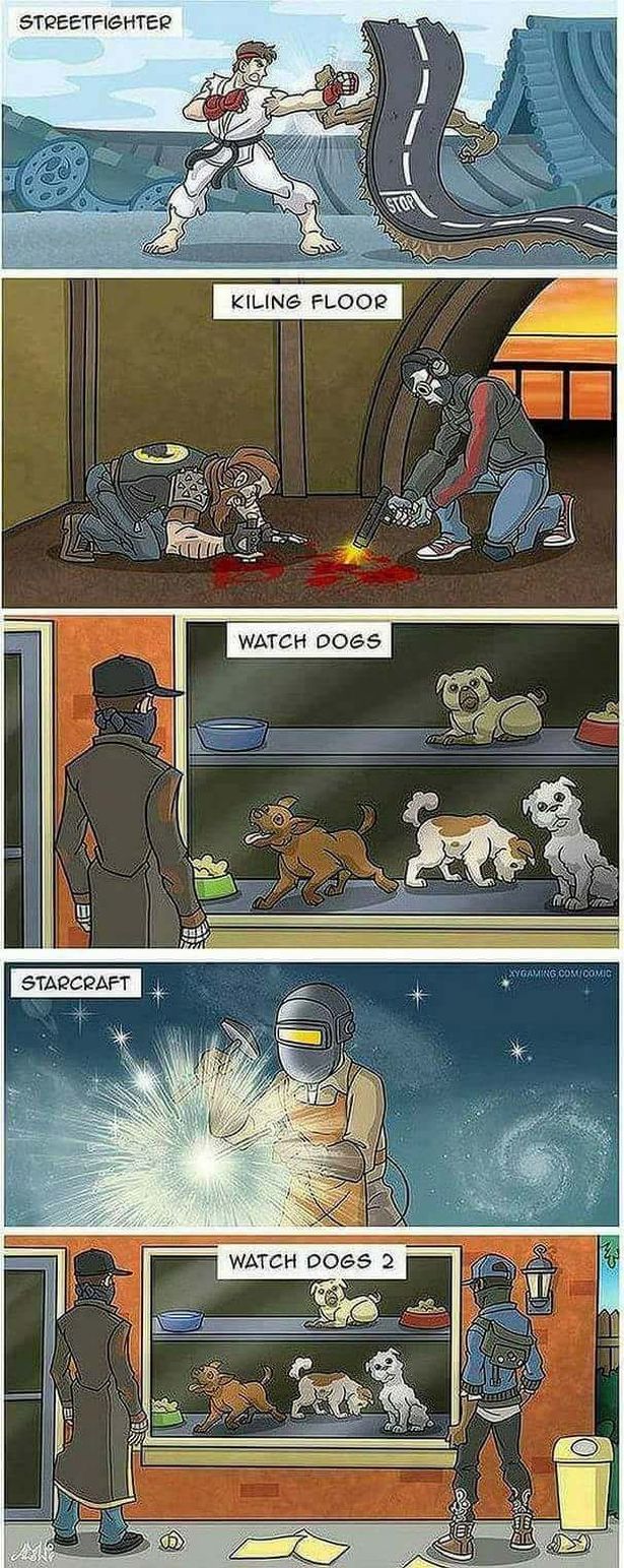 funny gaming memes - literal game names - Streetfighter Kiling Floor Watch Dogs Lygaming.Com Comic Starcraft Watch Dogs 2