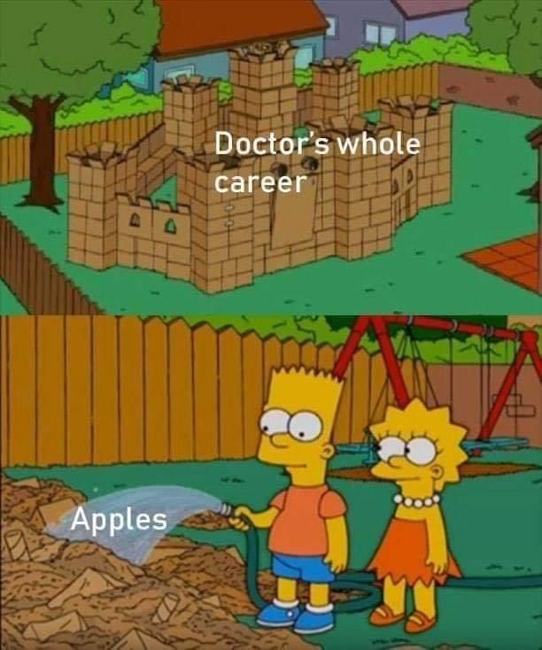 simpsons cardboard fort meme template - 3 Doctor's whole career Apples