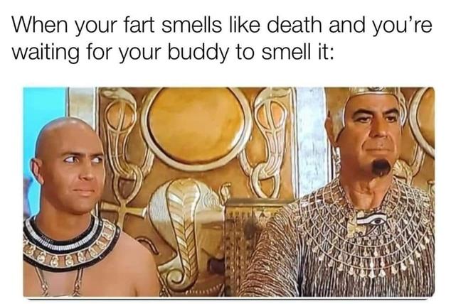 human behavior - When your fart smells death and you're waiting for your buddy to smell it