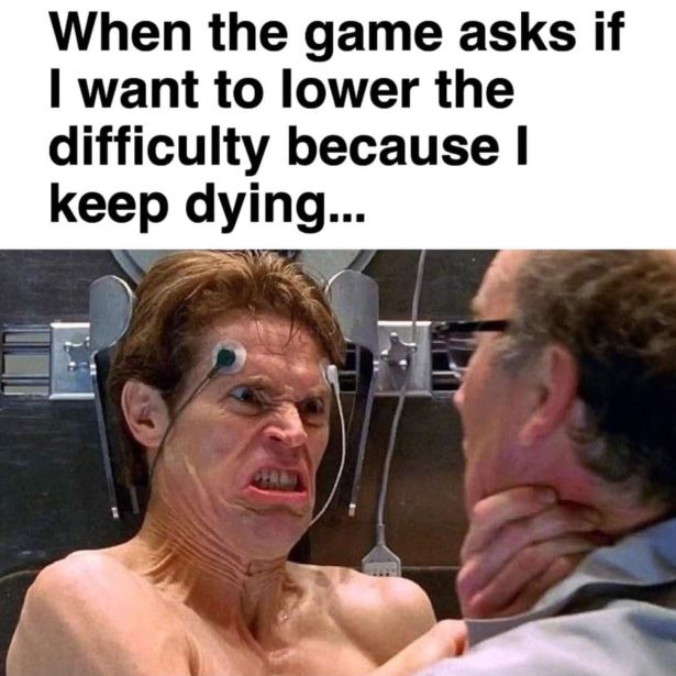 funny gaming memes - angry german noises - When the game asks if I want to lower the difficulty because | keep dying...