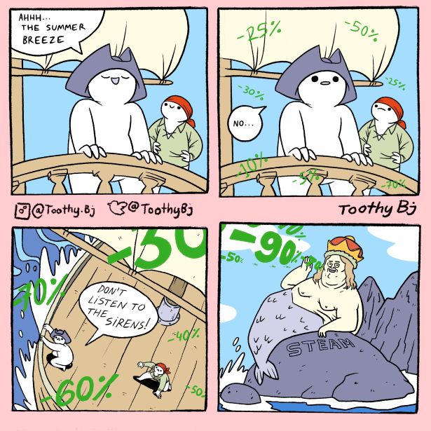 funny gaming memes -comics - Ahhh... The Summer Breeze 50% 29% 25%. 30% No... .bj @ Toothy By Toothy By 59 902 roky 502 4 Don'T Listen To Hesirens! Lc L 40% 8 Steam 10% 50%