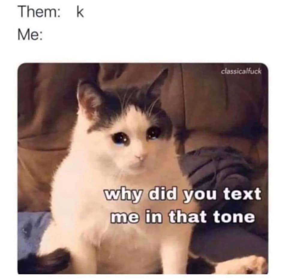 did you text me in that tone - Them k Me classicalfuck why did you text me in that tone