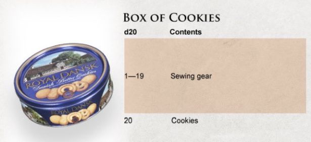 funny gaming memes - label - Box Of Cookies d20 Contents 119 Sewing gear Royal Dansk Seeds Seedles Yal Dans 20 Cookies