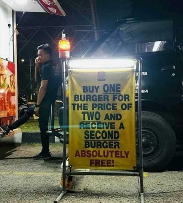 buy one burger for the price of 2 - 1974 Ed E Buy One Burger For The Price Of Two And Receive A Second Burger Absolutely Free!