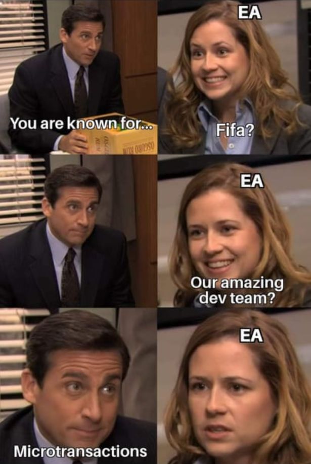 funny gaming memes - meme you are known - Ea You are known for.. Fifa? Ny Ea Our amazing dev team? Ea Microtransactions