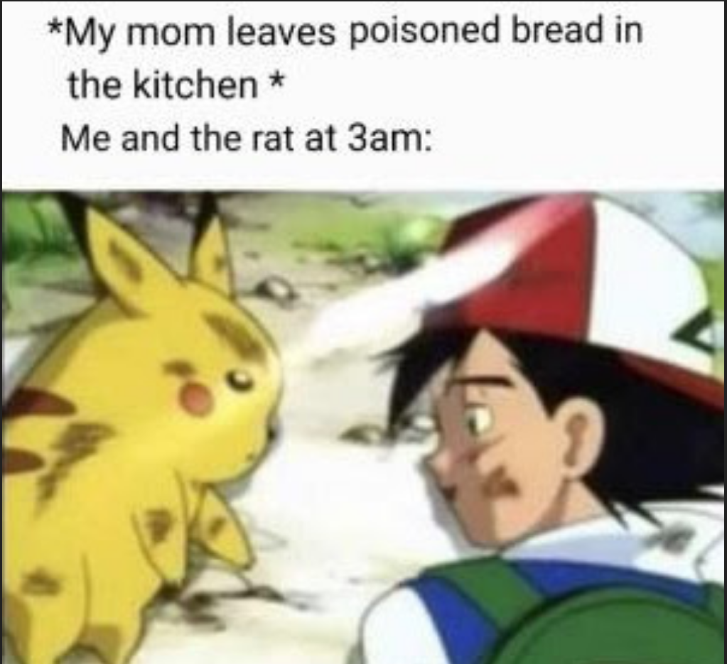 funny gaming memes  - me and the rat at 3 am - My mom leaves poisoned bread in the kitchen Me and the rat at 3am