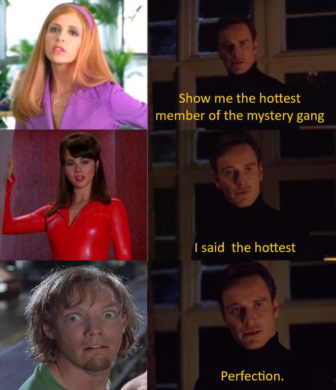 funny memes and pics - photo caption - Show me the hottest member of the mystery gang I said the hottest Perfection.
