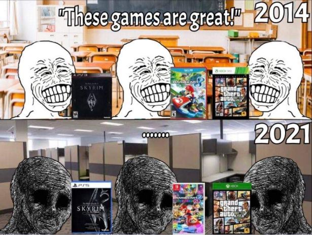 funny gaming memes - Cartoon - These games are great!" 2014 Parroan Skyrim grandi theft auto, coood 2021 Skyrim grandi theft aute, ,