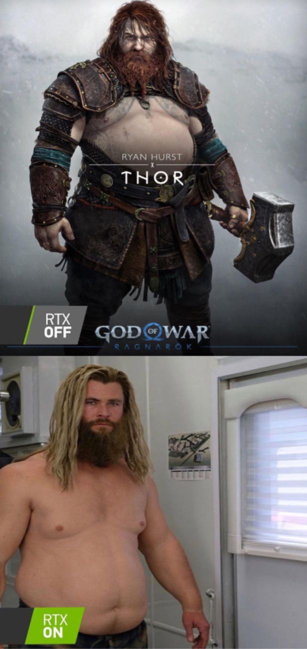 funny gaming memes - muscle - Ryan Hurst Inor Rtx Off God Of War Ragnark Rtx On