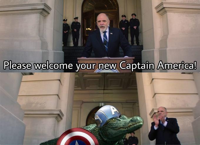 hilarious memes - dank memes - loki gator memes - Please welcome your new Captain America!