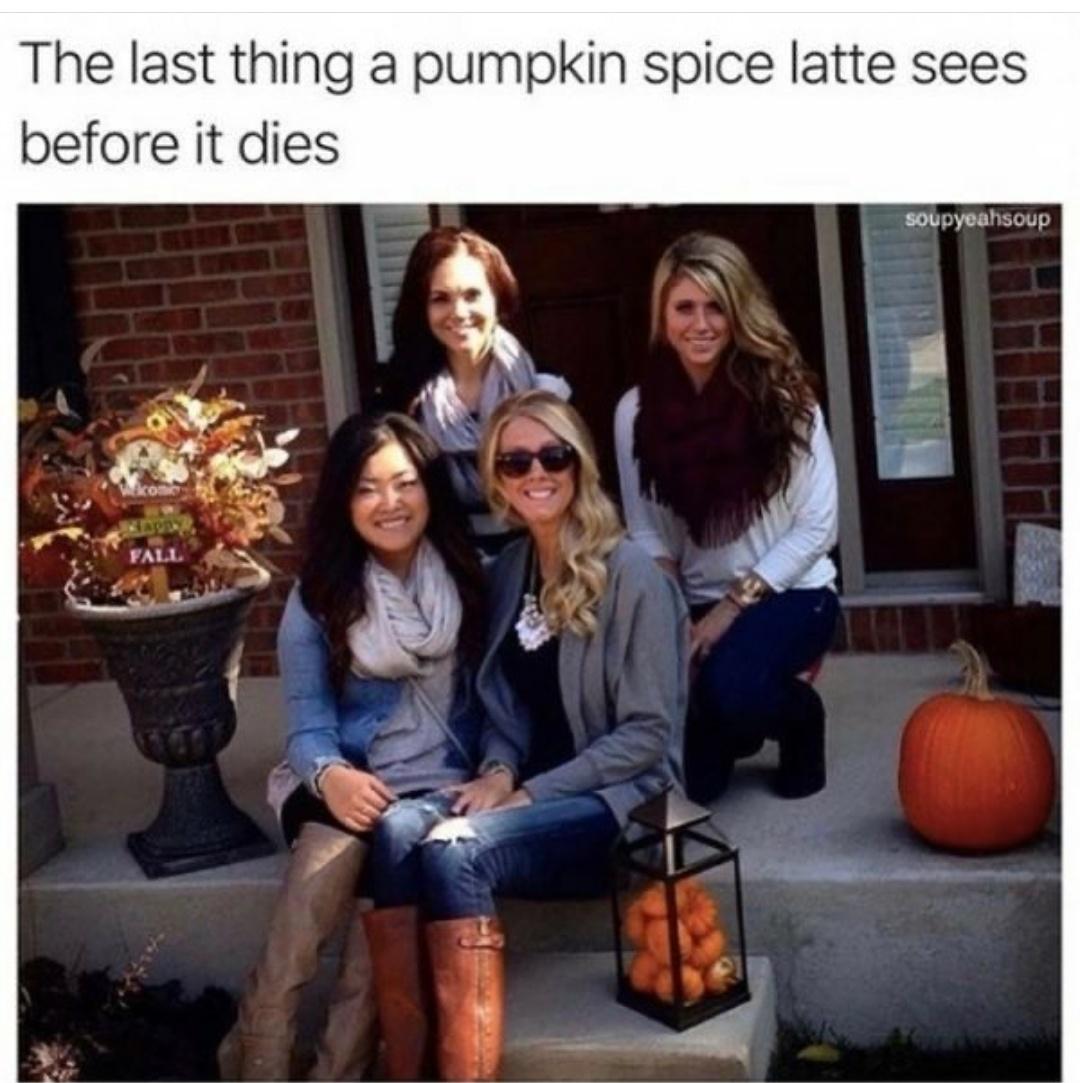 monday morning randomness - pumpkin spice meme - The last thing a pumpkin spice latte sees before it dies soupyeahsoup kom Fall