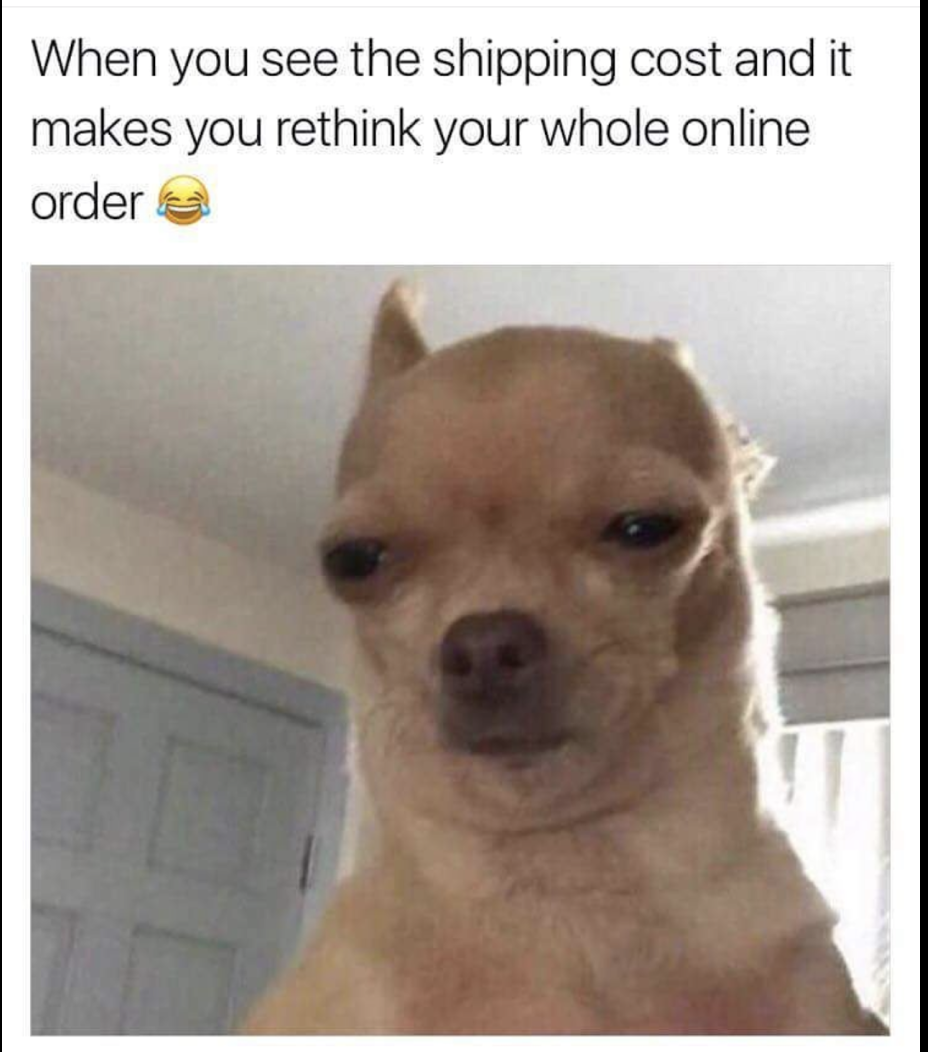 monday morning randomness - chihuahua meme - When you see the shipping cost and it makes you rethink your whole online order