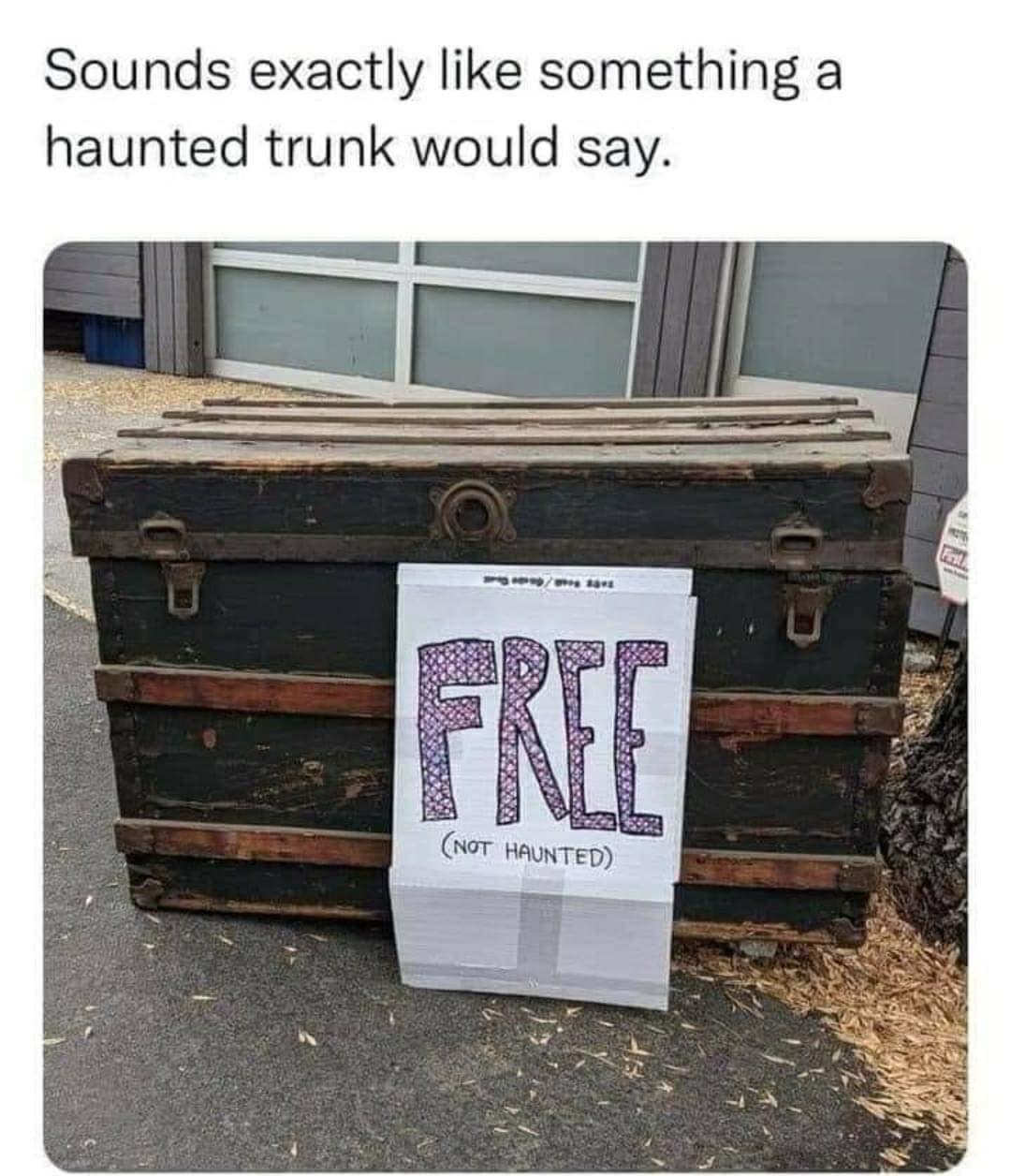 sounds exactly like something a haunted trunk might say - Sounds exactly something a haunted trunk would say. Ia Free Not Haunted