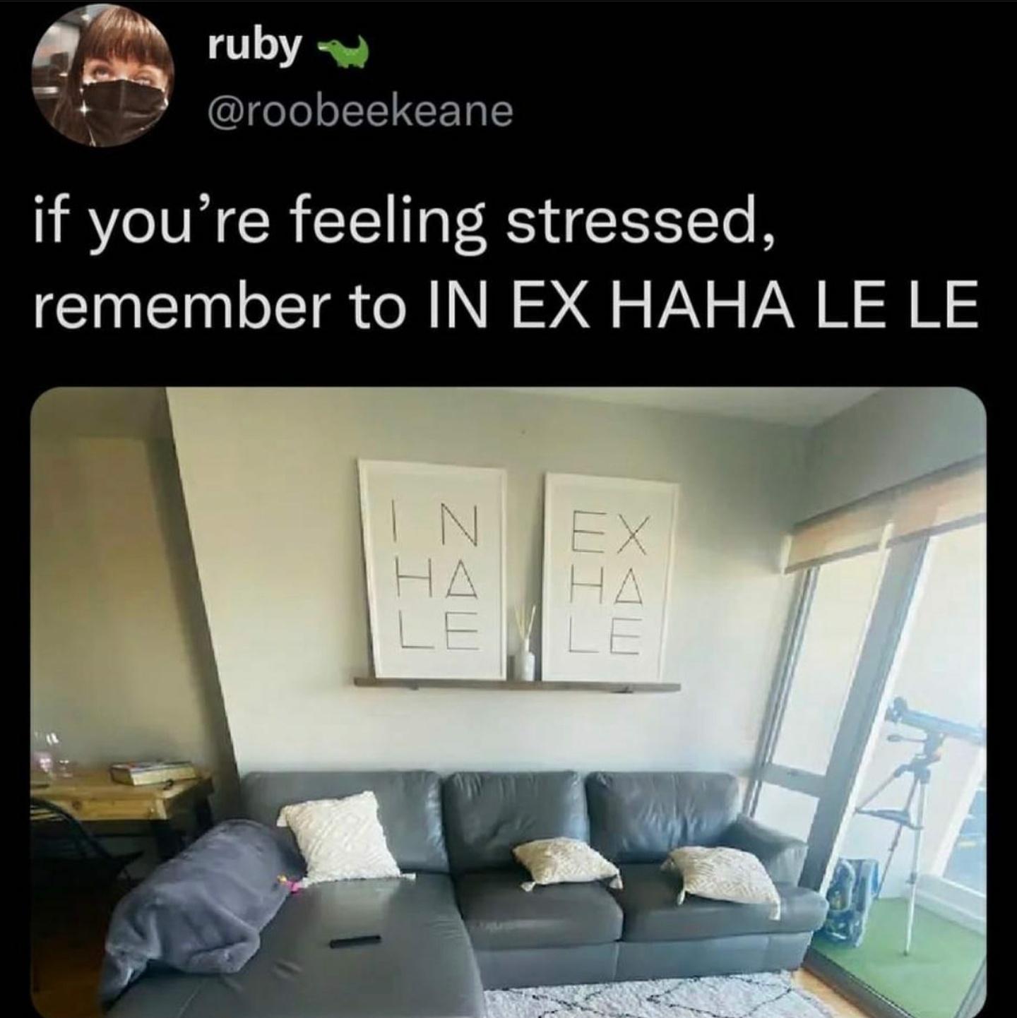 ex ha ha le le - ruby if you're feeling stressed, remember to In Ex Haha Le Le In Ex Ha Ha Le Le