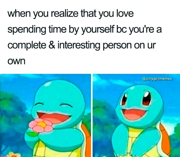 gaming memes - water bird - when you realize that you love spending time by yourself bc you're a complete & interesting person on ur own