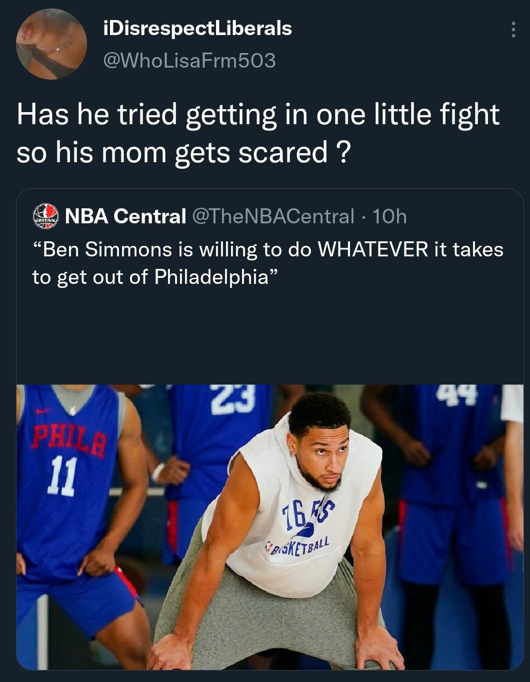 doc rivers ben simmons - O iDisrespectLiberals Frm503 Has he tried getting in one little fight so his mom gets scared ? Centrala Nba Central 10h Ben Simmons is willing to do Whatever it takes to get out of Philadelphia" Z3 49 Phila 11 16 Ks Opisketball