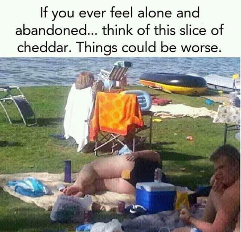 funny memes - abandoned and alone meme - If you ever feel alone and abandoned... think of this slice of cheddar. Things could be worse.