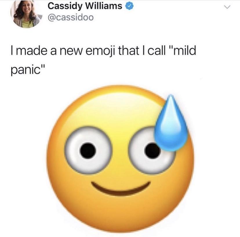 made a new emoji that i call mild panic - Cassidy Williams I made a new emoji that I call "mild panic"