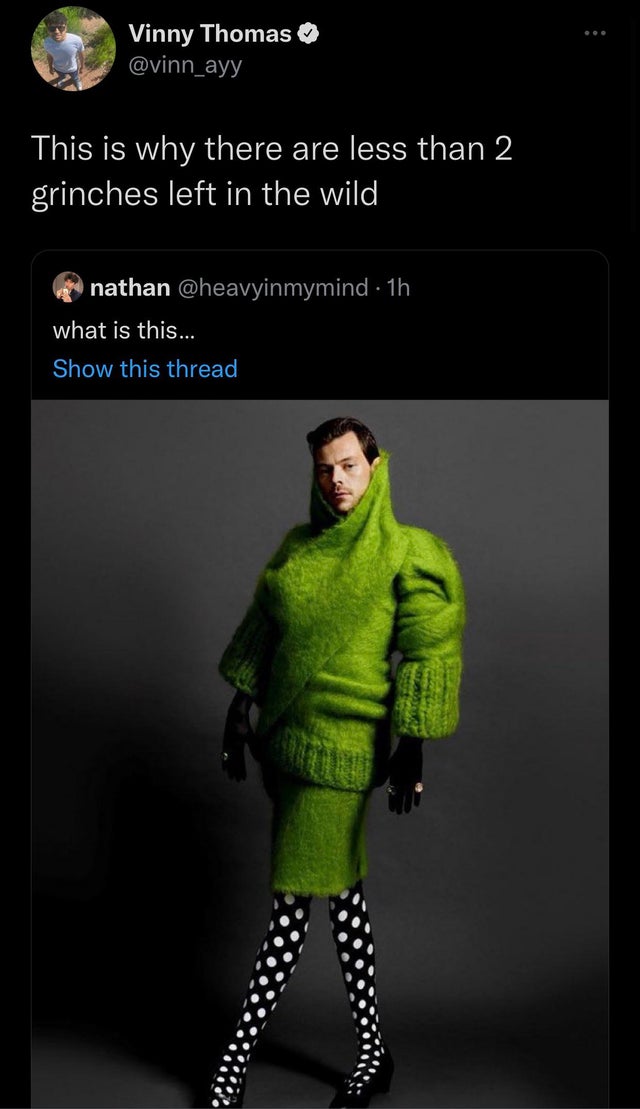 screenshot - Vinny Thomas This is why there are less than 2 grinches left in the wild nathan 1h what is this... Show this thread