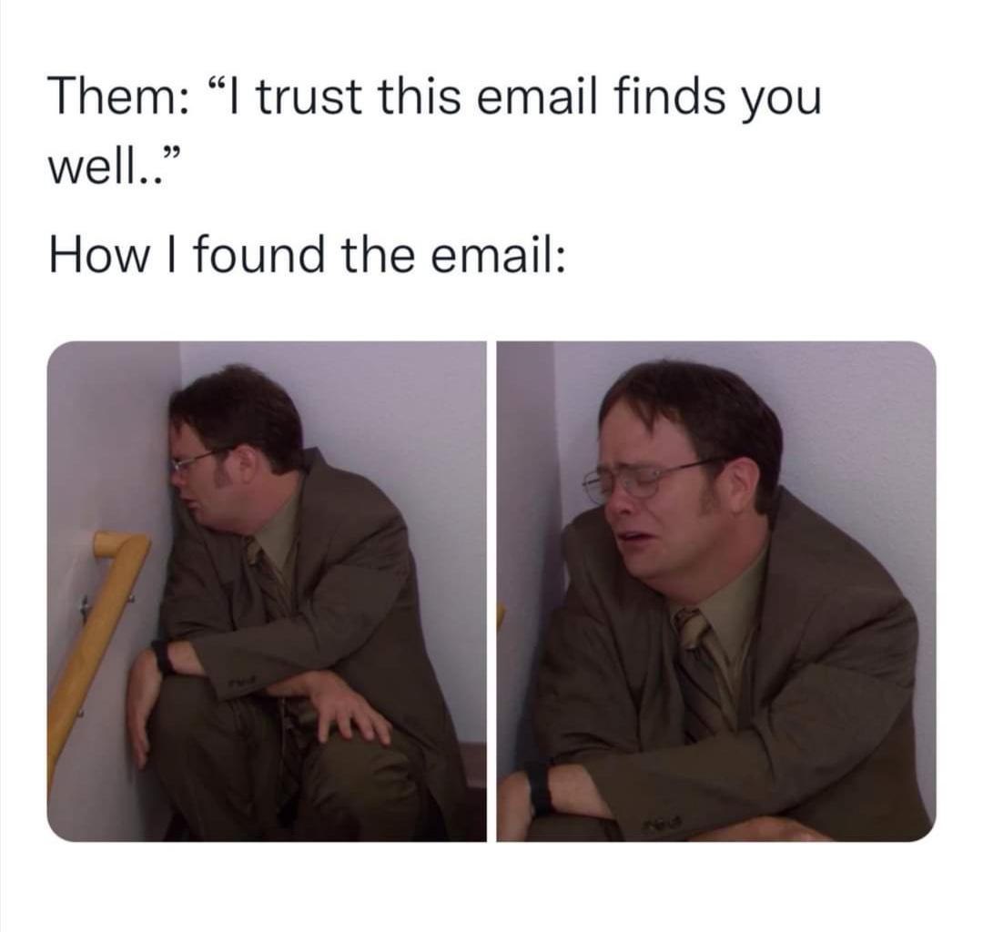 The Office memes - dwight schrute - Them I trust this email finds you well.. How I found the email