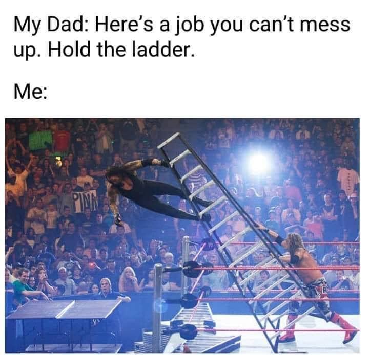 scariest superstar falls wwe top 10 oct 16 2017 - My Dad Here's a job you can't mess up. Hold the ladder. Me Pina