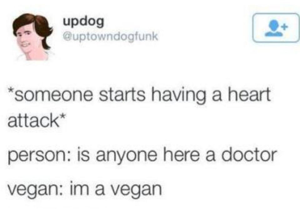 education - updog someone starts having a heart attack person is anyone here a doctor vegan im a vegan a