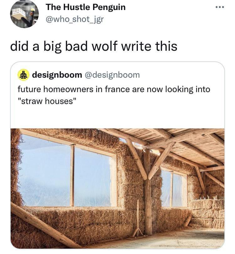 straw houses france - The Hustle Penguin did a big bad wolf write this db designboom future homeowners in france are now looking into "straw houses"