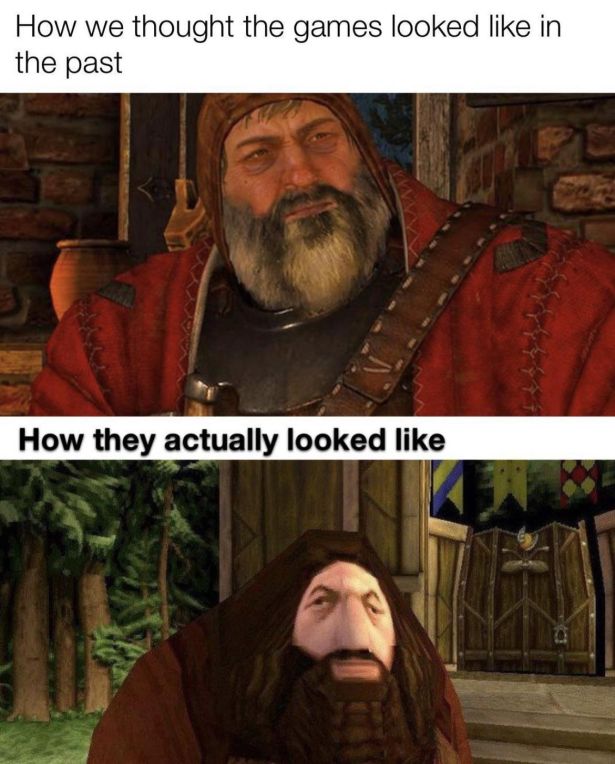 funny gaming memes  - ps1 hagrid - How we thought the games looked in the past How they actually looked