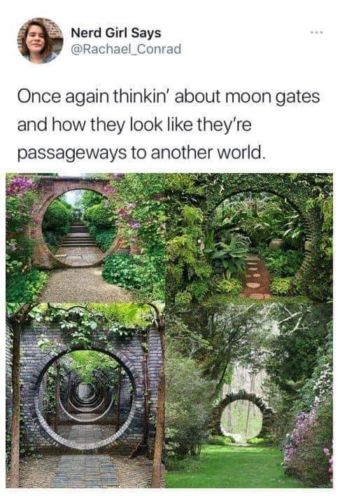 flora - Nerd Girl Says Once again thinkin' about moon gates and how they look they're passageways to another world.