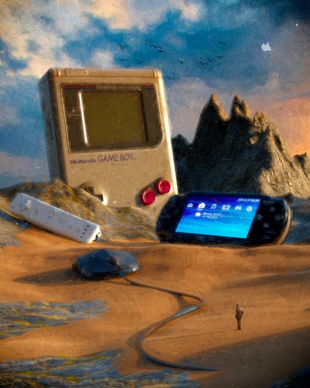funny gaming memes - painting - Nintendo Game Boy Sy